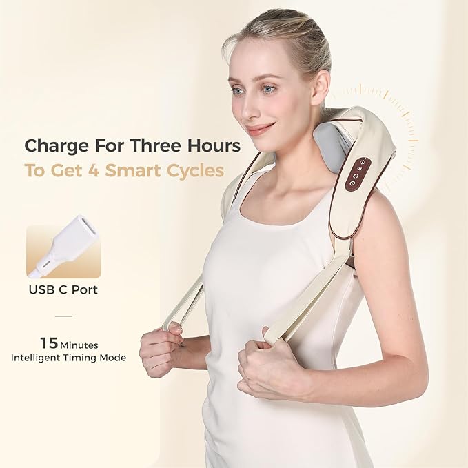 KppeX 4D Deep Cordless Neck Massager Pillow, Shiatsu Shoulder Massager - Image 5