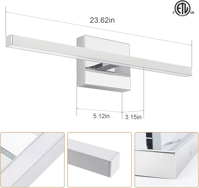 VOLISUN Modern Bathroom Vanity Light 23.6 inch, 14W Dimmable 5CCT Led Bathroom - Image 6