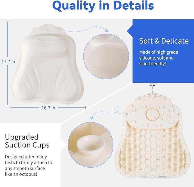 Goowin Bath Pillows for Tub, New Generation Skin-Friendly Silicone Bath Pillow - Image 4
