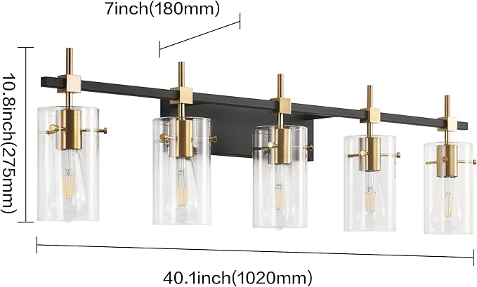 SOLFART 40.1 inch Vintage Brass Bathroom Vanity Light fixtures Bathroom Wall - Image 2