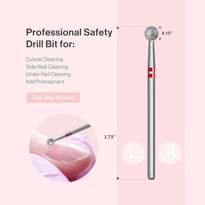 MelodySusie Ball Shape Cuticle Clean Nail Drill Bit 3/32'', Professional Safety - Image 5