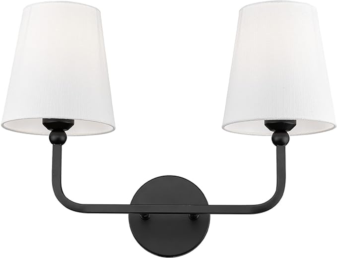 2-Light Bathroom Vanity Light Fixtures in Matte Black Finish, Modern Bedside by Metwet