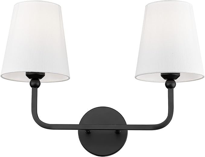 2-Light Bathroom Light Fixtures, Matte Black Vanity Lights, Double Wall Sconce by Metwet