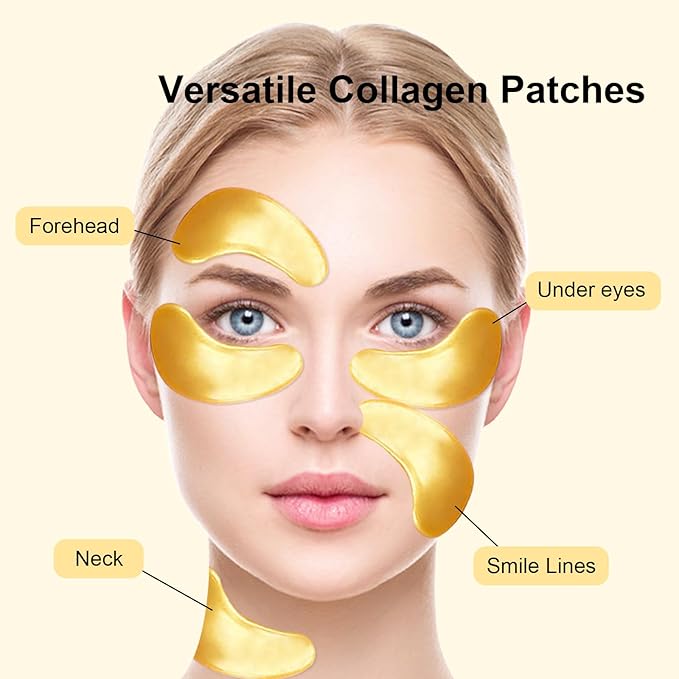 Permotary 30 Pairs Gel Crystal Collagen Under Eye Patches, 24K Gold Eye Mask - Image 6