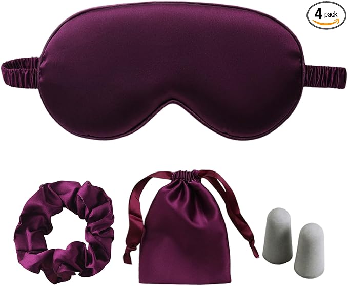 Silk Satin Sleeping Eye Mask, Dark Purple Sleep Eye Mask Night Blindfold by LCBD