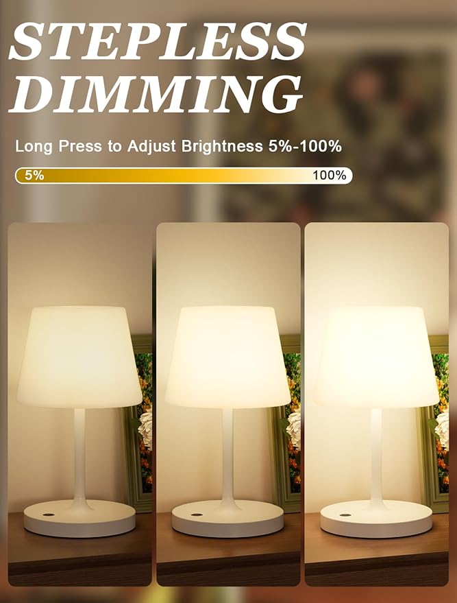 Kakanuo White Cordless Shower Lamp Waterproof, Rechargeable Table Lamp - Image 2