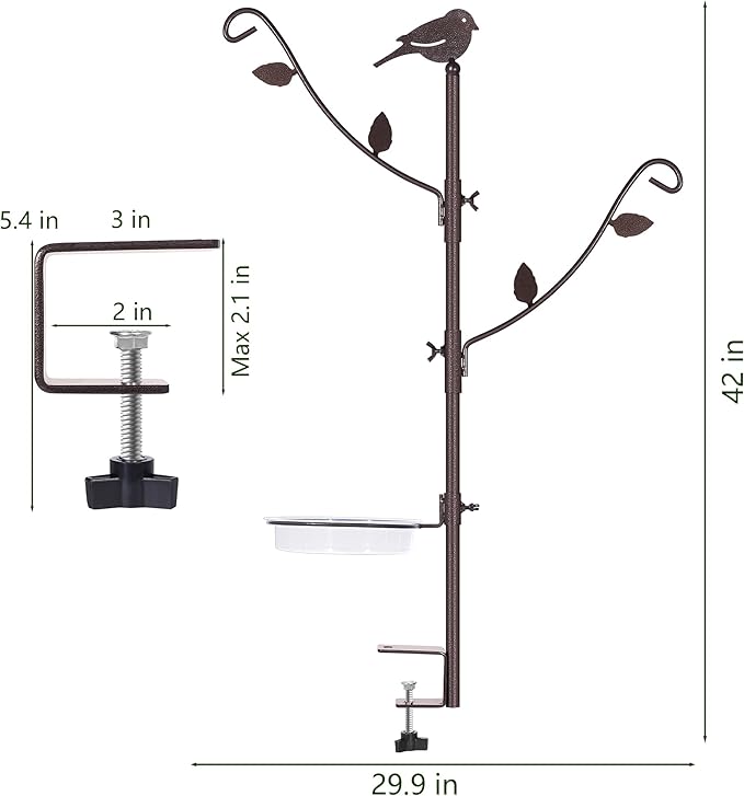 YINGYM Deck Bird Feeder Pole Porch Multi-Hooks Hanging Kit - Image 2