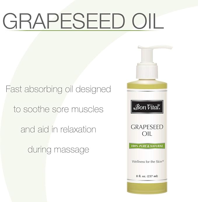 Bon Vital' Grapeseed Oil, 100% Pure Skin Toner and Massage Oil, - Image 3