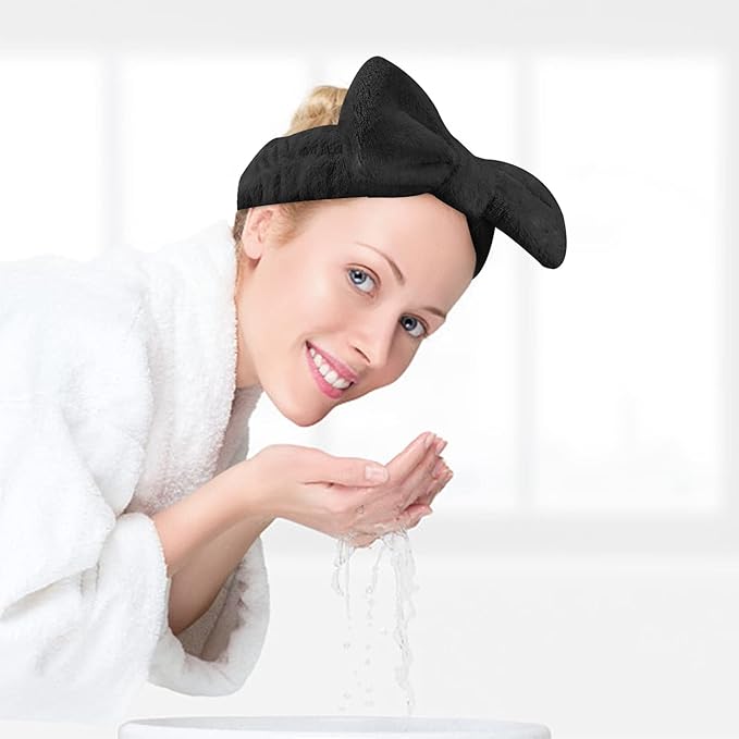 Casoty 6 Pcs Black Spa Headband, Bow Hair Band, Hair Band - Image 8