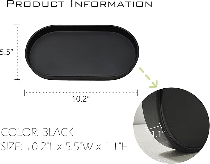 Black Small Tray, Oval Tray for Kitchen Counter, Bathtub Bathroom Vanity Items - Image 6