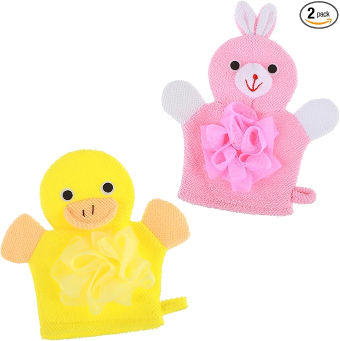 Bath Gloves Loofah for Kids, Cartoon Exfoliating Gloves, Cute Animal Washcloths by Unknown