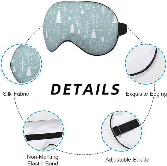 Pine Snowflakes Silk Eye Mask Sleep Mask Snow Winter Christmas Pattern Blue Eye - Image 3