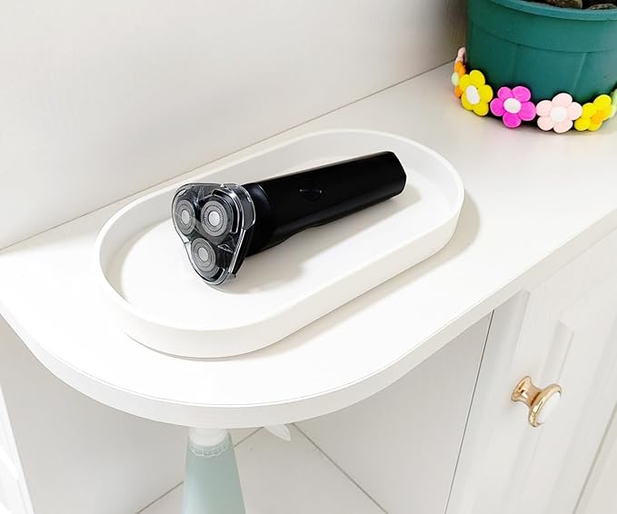 White Small Tray, Oval Tray for Bathtub Bathroom Vanity Items, Countertop - Image 9