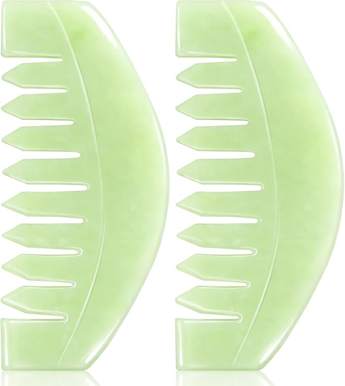 airogym 2 PCS Natural Jade Massage Comb, Guasha Scraping Scalp Comb, Meridians by airogym