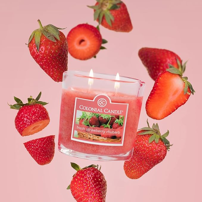 Colonial Candle Fresh Strawberry Rhubarb Scented Jar Candle, 2 Wick, 3.5 oz - Image 7