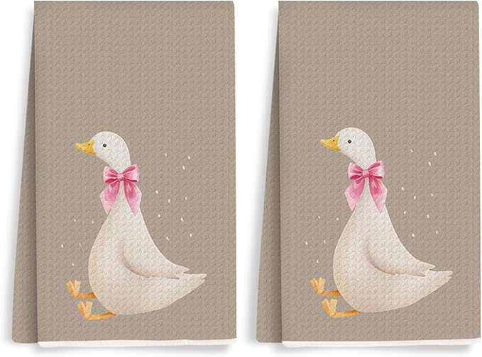 2PCS Cute Goose Gifts Kitchen Towels, Goose Decorative Waffle Weave Dish Tea by Unknown