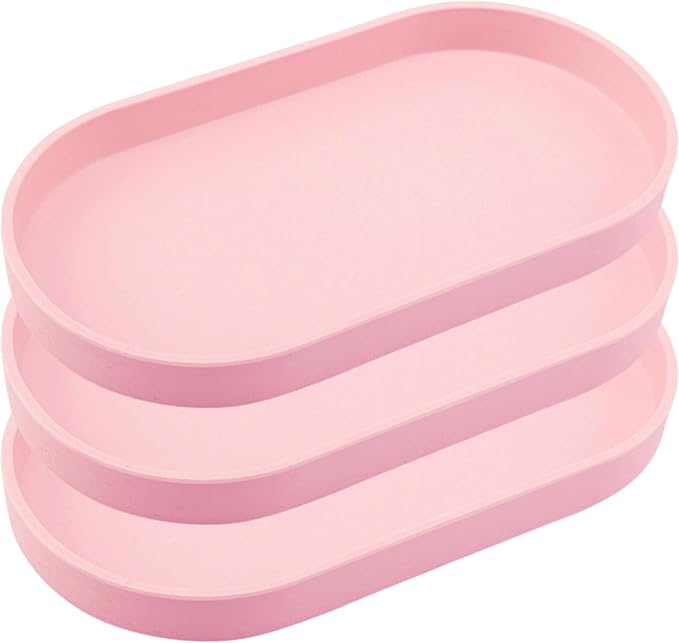 Pink Small Tray, 3 Pack Oval Tray by VCREATC-VCREATEFORCUSTOMER