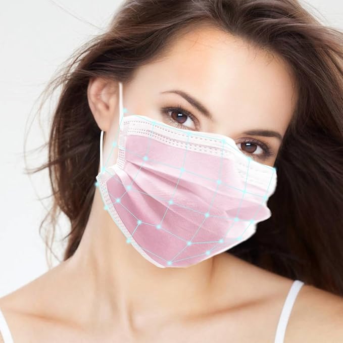100Pcs Pink Disposable Face Mask, 3 Ply Masks - Image 4