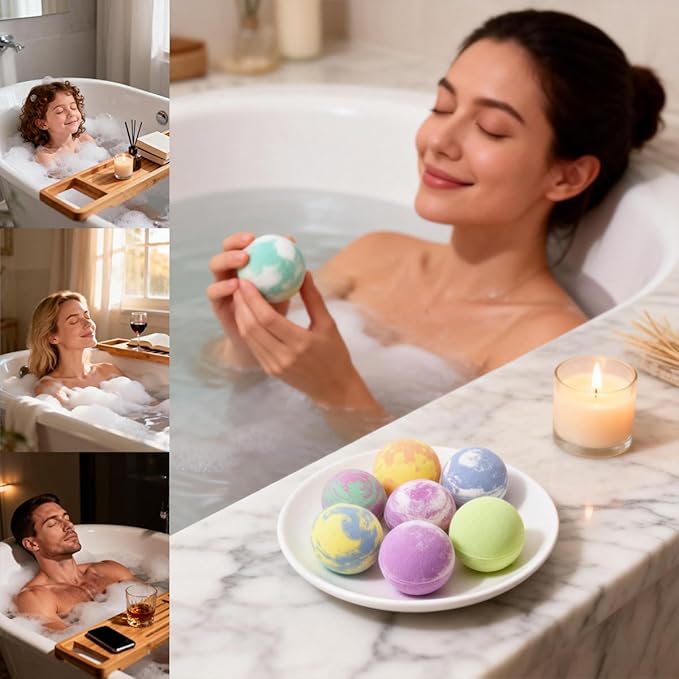 Bath Bomb Gift Set for Women, 8 Pac Bath Bombs for Girls, Natural Bubble - Image 4