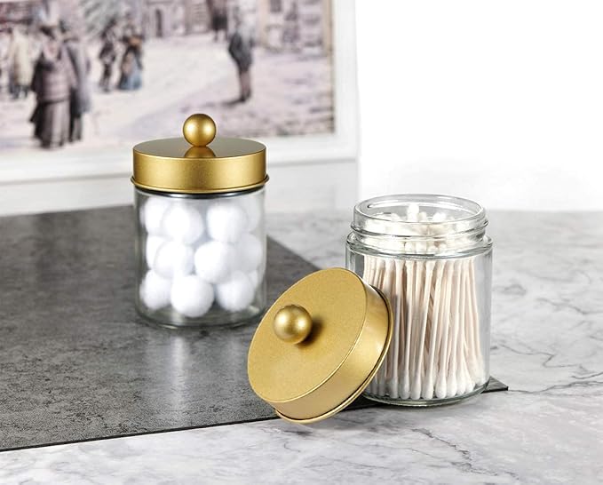 Amolliar 6Pc Apothecary Jars Bathroom Vanity Organizer- Rustic Farmhouse Decor - Image 4