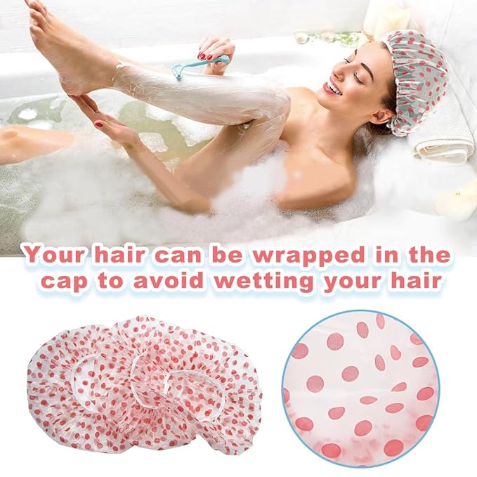 18Pcs Plastic Shower Caps for Women Waterproof Bath Caps Bathing Hair Cap - Image 5