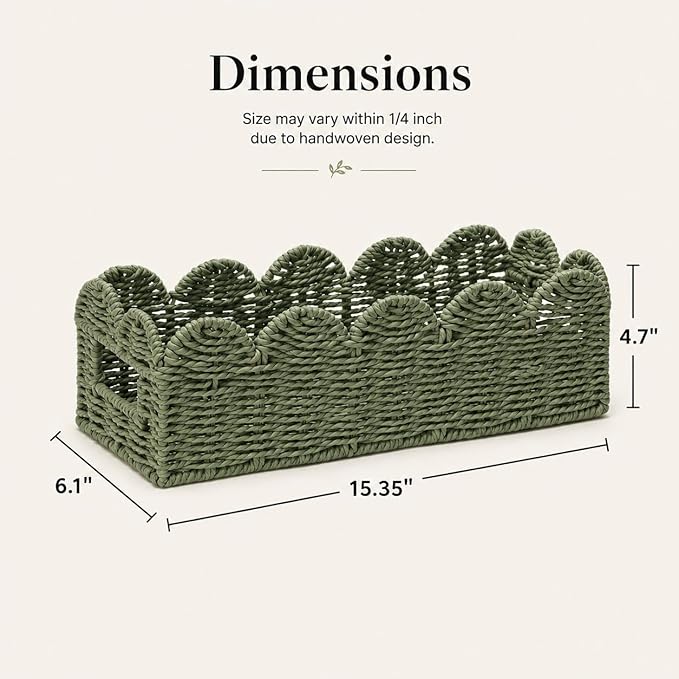 Scalloped Green Toilet Tank Basket - Image 3