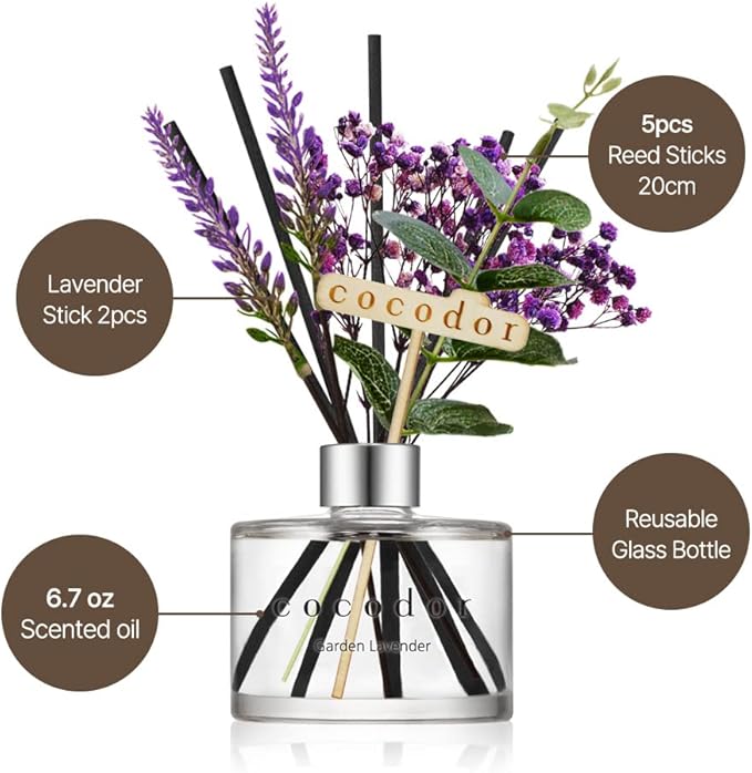 COCODOR Lavender Reed Diffuser/Garden Lavender / 6.7oz / 1 Pack/Home Decor & - Image 3
