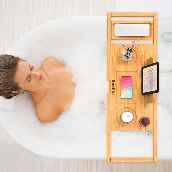 Premium Bamboo Bathtub Tray Caddy - Image 6