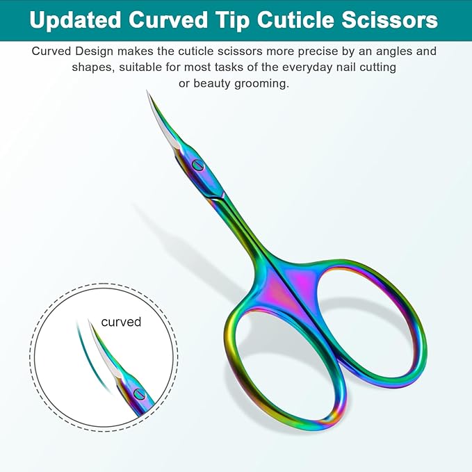 Lermende Cuticle Scissors Extra Fine Curved, Portable Stainless Steel Manicure - Image 3