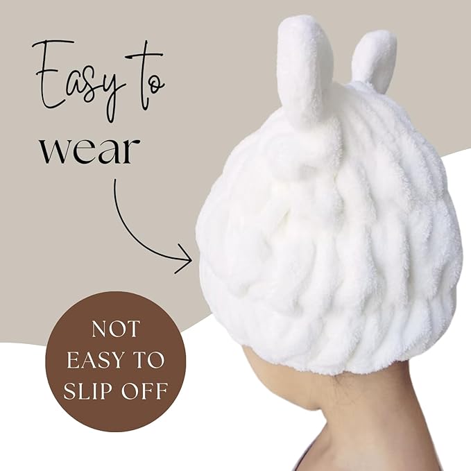 Microfiber Hair Towel Wrap for Kids, Snow Bear Dry Hair Cap Suck Water - Image 2
