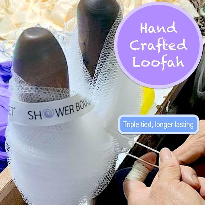 SHOWER BOUQUET 2-Sided-Loofah-Back-Scrubber & Bath-Sponge Set // - Image 2