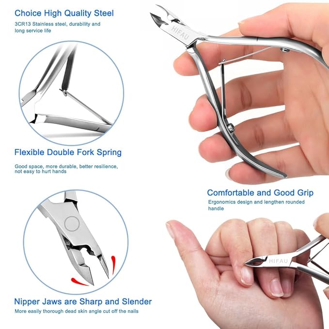 Professional Manicure Tools Set, Stainless Steel Cuticle Nipper, Upgrade Gel - Image 2