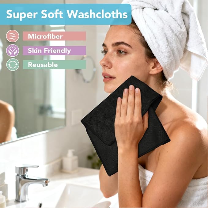 Orighty Washcloths, 20 Pack Microfiber Face Towels, Highly Absorbent and Soft - Image 2