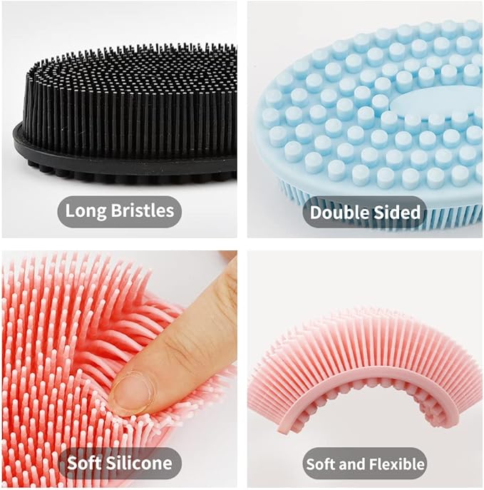 3 Pack Silicone Body Scrubber, Soft Silicone Loofah Exfoliating Body Scrubber - Image 2