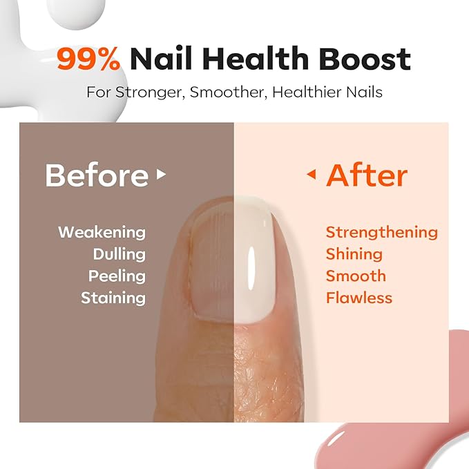 modelones Nail Strengthener Kits Milky White Glitter Pink Nude Nail Polish Sets - Image 5