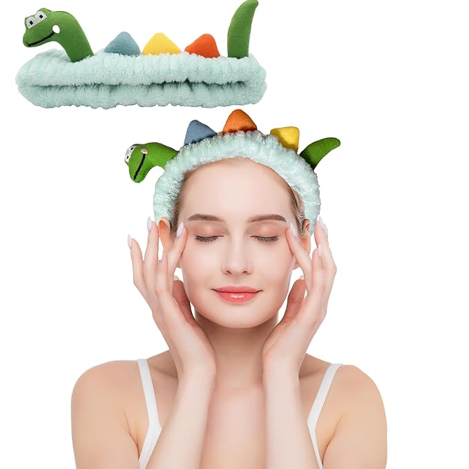 Funny Dinosaur Headband Cute Animal Cat Duck Frog Dinosaur Snail Kawaii Spa - Image 7