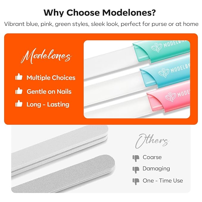 Modelones Glass Nail Files, Double-Sided Reusable Sandblasted Fingernail - Image 4