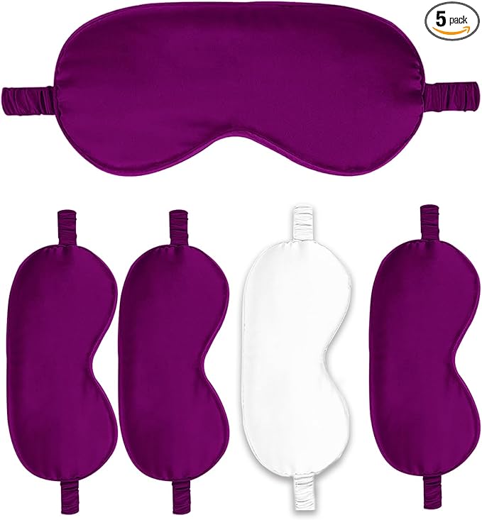 Sleep Masks 5PACK Silk Eyes Cover Satin Eye Mask Silky Blackout Soft Blindfold by WJingYiJia