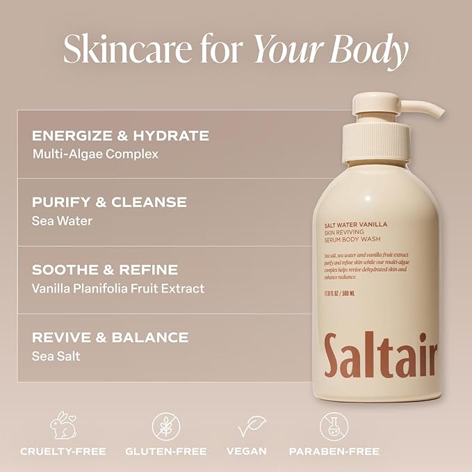 Saltair Body Wash 2-Pack – Salt Water Vanilla – Moisturizing Body Wash - Image 3