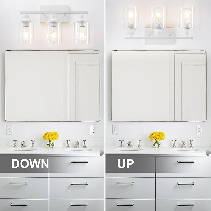 3 Light White Bathroom Light Fixtures Vanity Light Over Mirror Modern Wall - Image 7