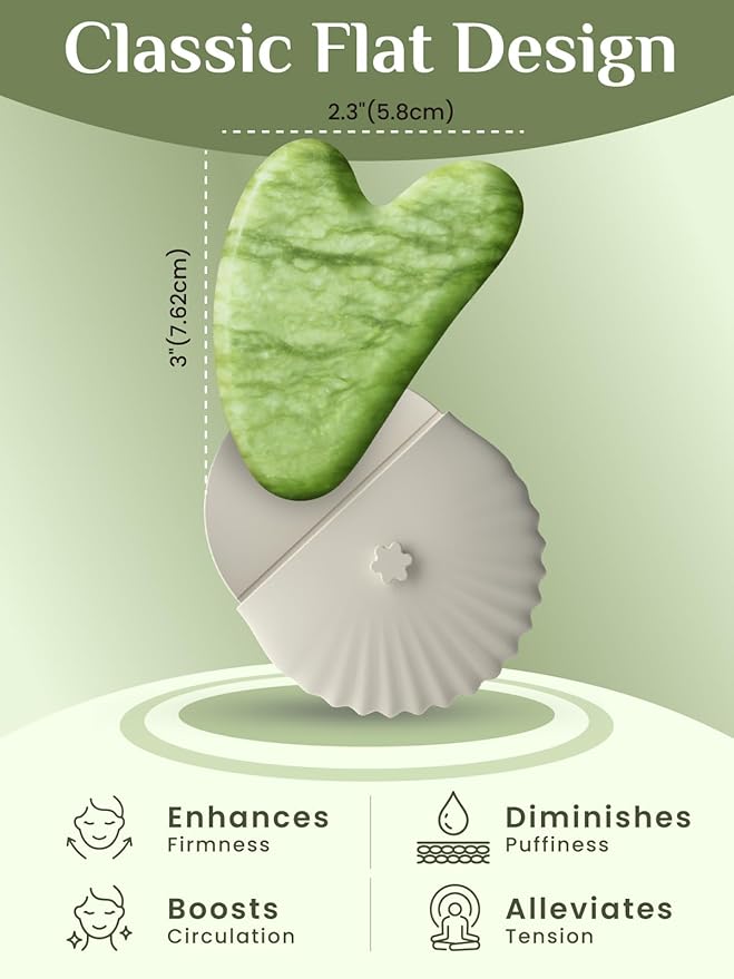 Rena Chris Gua Sha Facial Tools, Jade Guasha Tool - Image 2