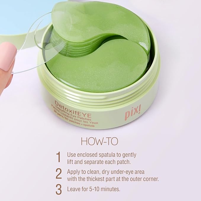 Pixi DetoxifEYE Depuffing Hydrogel Under-Eye Patches, Hyaluronic Acid & Caffeine - Image 4