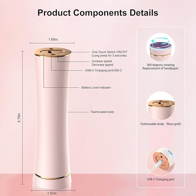 2026 Upgraded Electric Foot Callus Remover, 3-Speed Ergonomic Rechargeable - Image 2