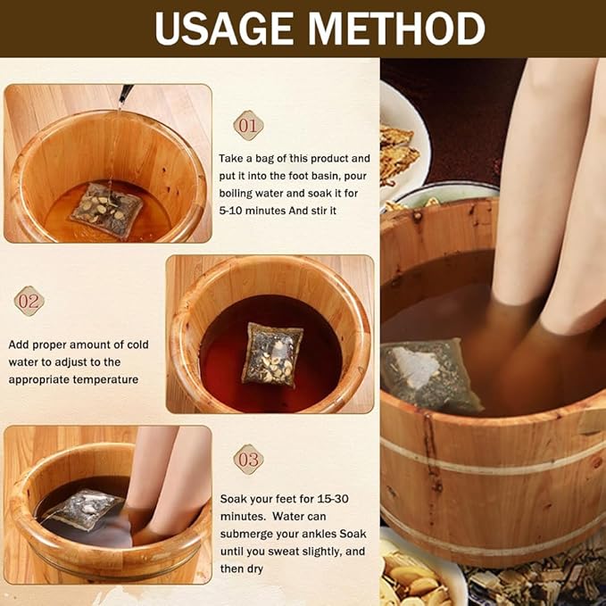 Ouliget Herbal Pedicure Foot Soak, Lymphatic Drainage Ginger Mugwort Foot Bath - Image 6