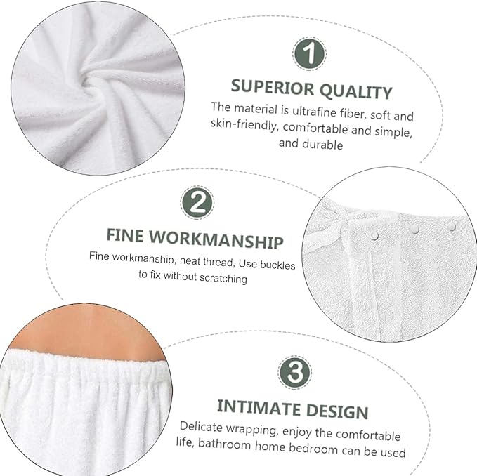 Pink Bow Bath Wrap with Hair Drying Cap – Microfiber Quick Dry Shower Skirt and - Image 5