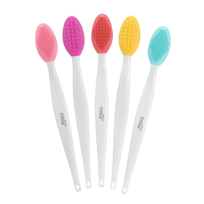MSQ 5 PCS Lip Scrub Brush, Double-end Silicone Nose Clean Brush Lip Exfoliating by MSQ