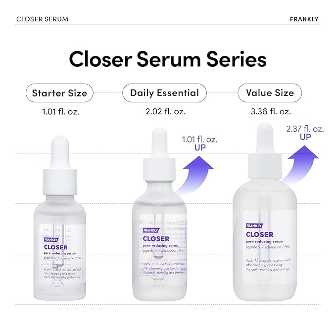 FRANKLY Closer Serum Jumbo | Pore Minimizer Serum | 9 Peptides, Vegan Collagen - Image 3