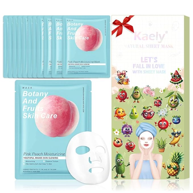 Kaely 12 Pack Peach Face Masks for Kids, Kids Face Mask Spa Day Kit Supplies by KaelyCosmetics