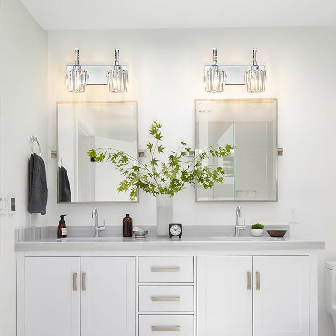Modern Bathroom Vanity Light, 2-Light Chrome Wall Sconce - Image 7
