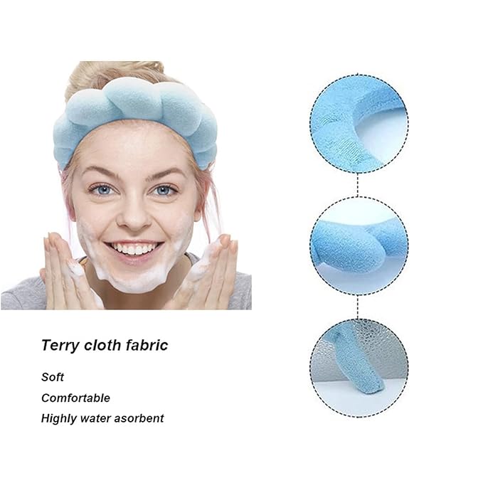 Spa Headbands for Washing Face Soft Puffy Bubble Headbands Wristband for Women - Image 5